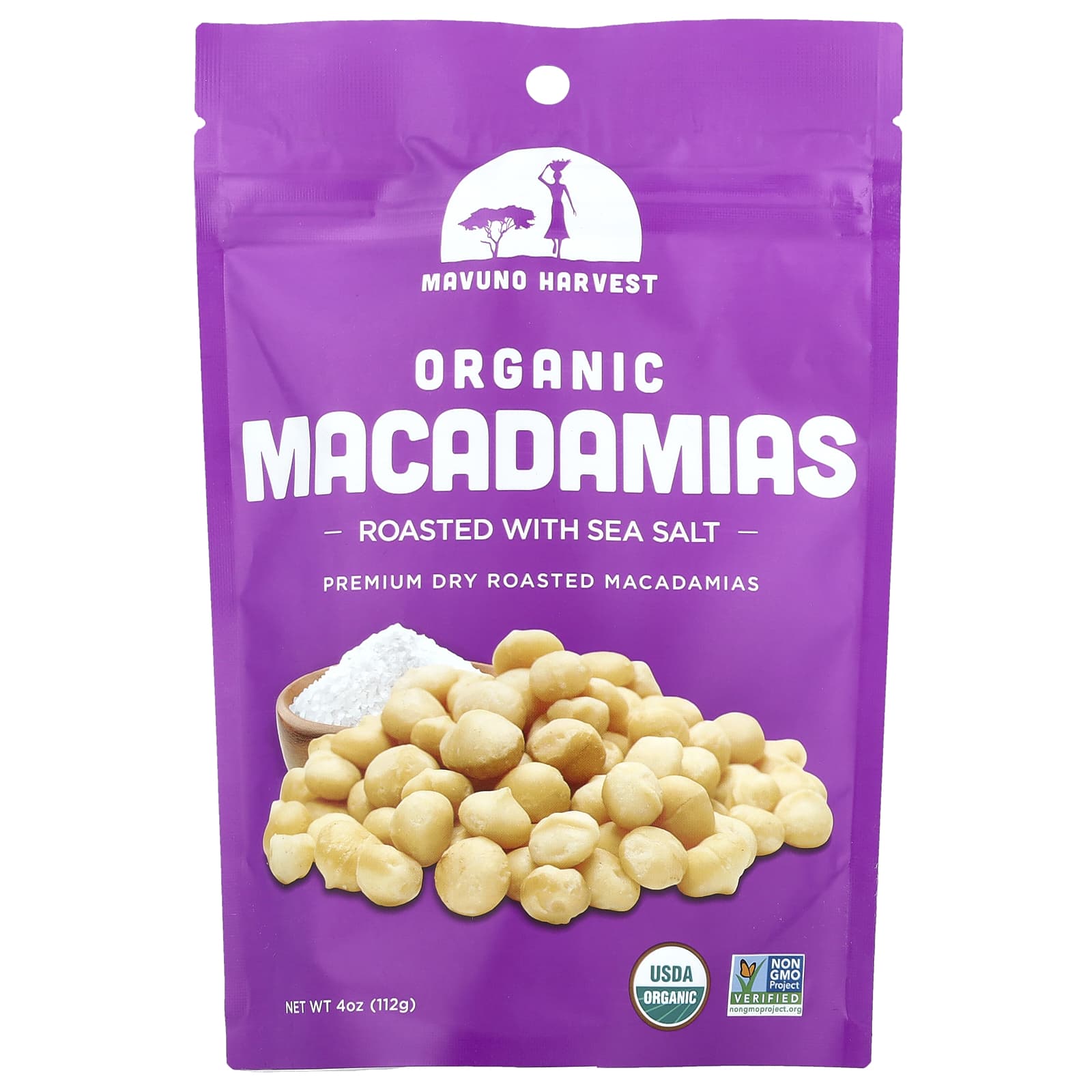 Mavuno Harvest, Organic Macadamias, Roasted With Sea Salt, 4 oz (112 g) - Image 1