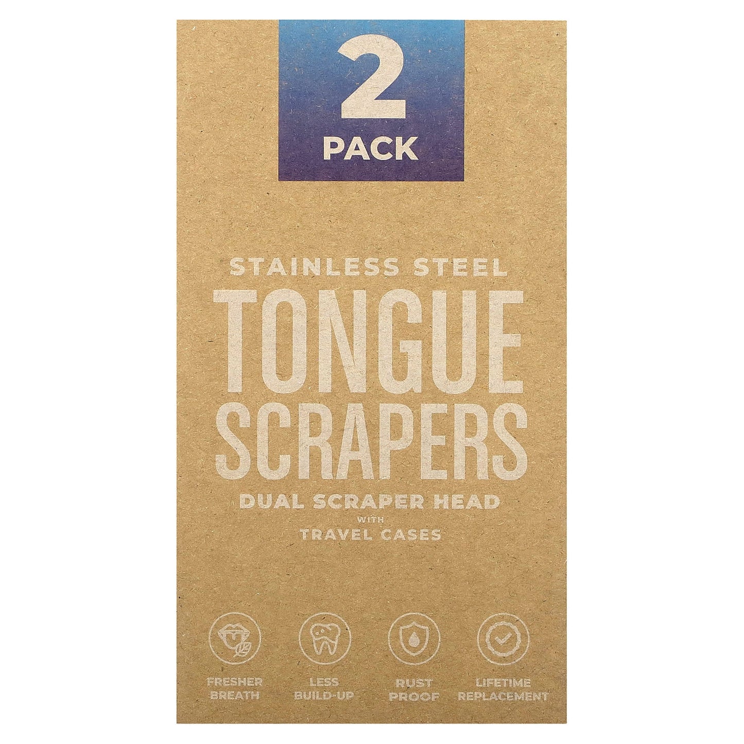 Stainless Steel Tongue Scrapers, 2 Pack - Fresh Breath Guaranteed - Image 1