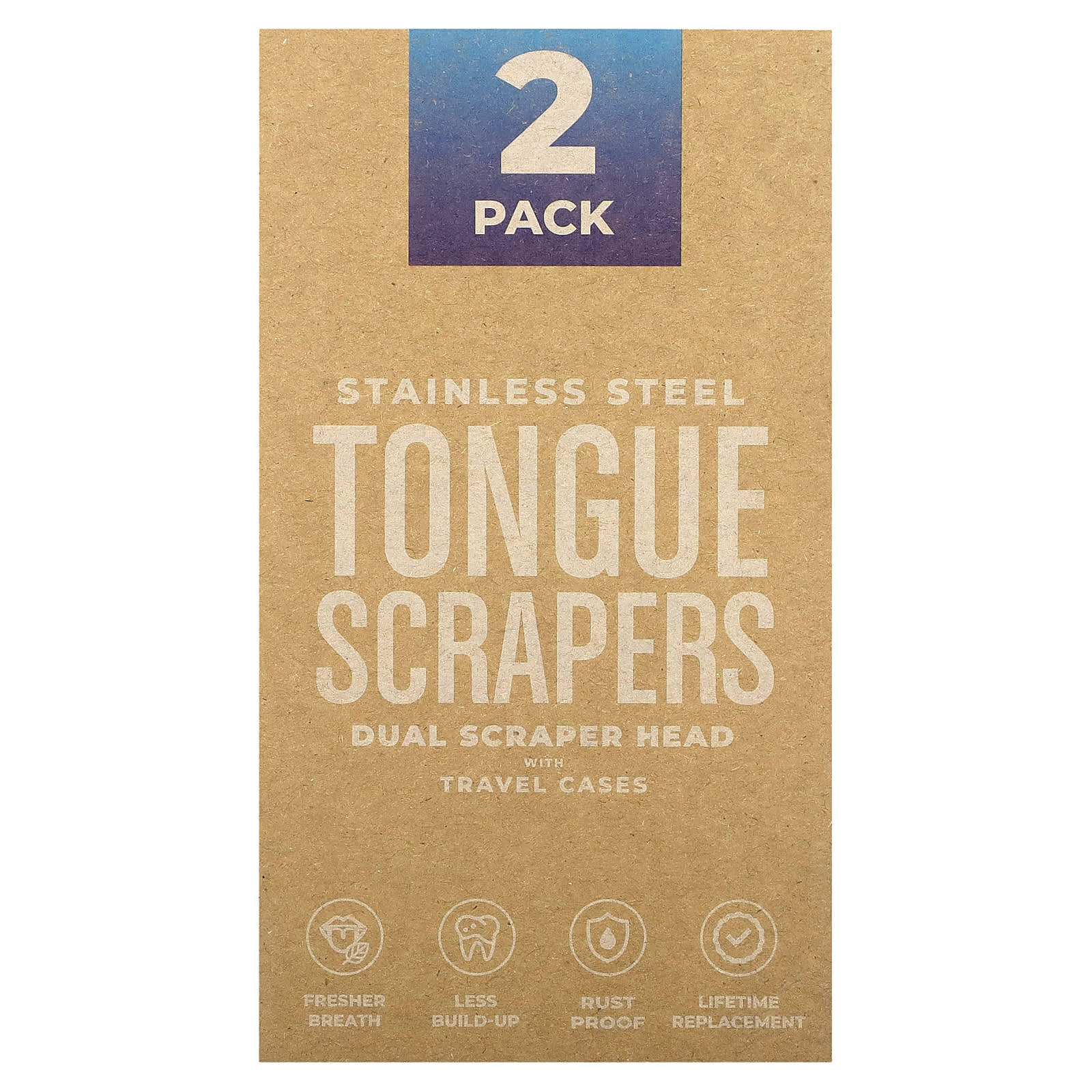 Stainless Steel Tongue Scrapers, 2 Pack - Fresh Breath Guaranteed - Image 1