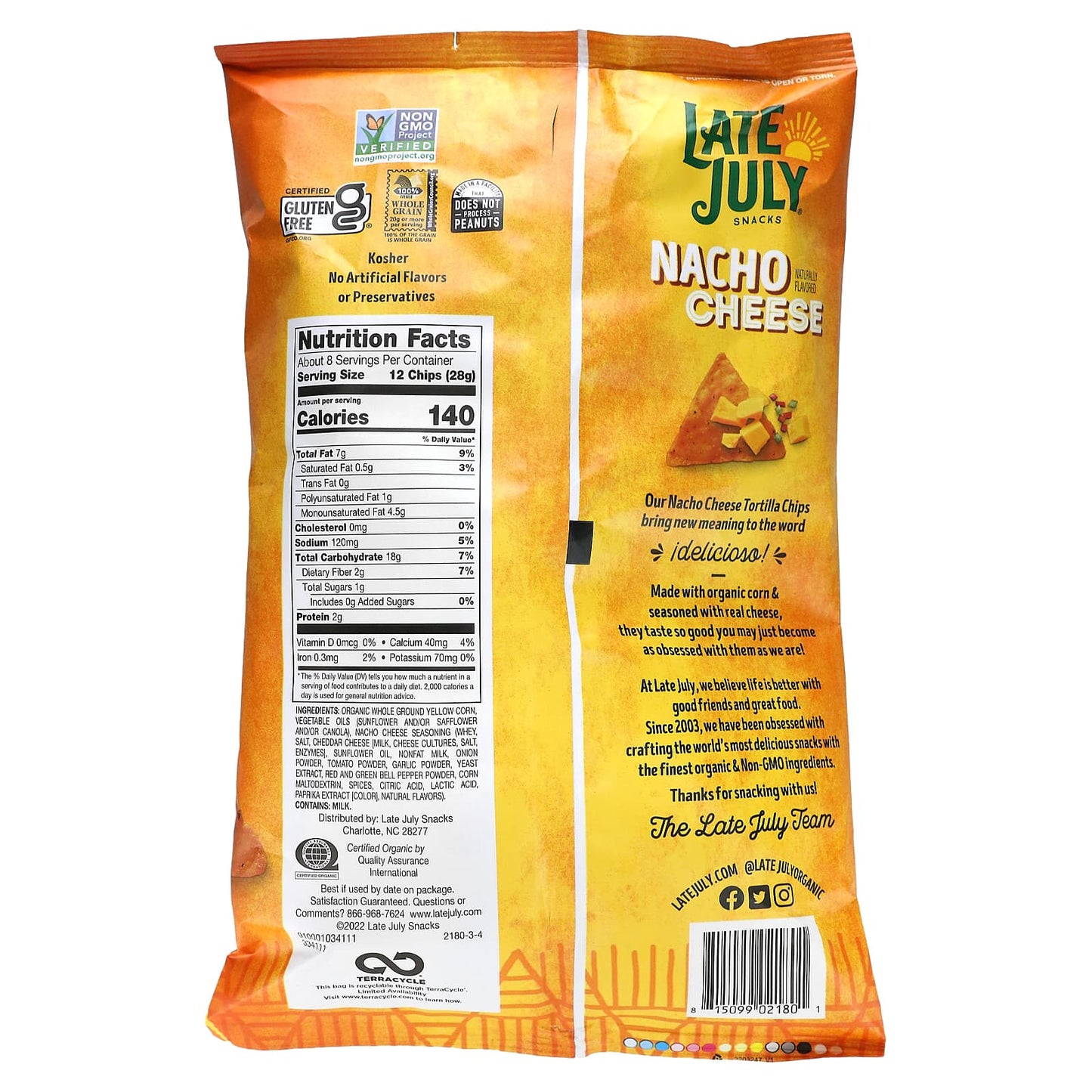 Late July, Tortilla Chips, Nacho Cheese, 7.8 oz (221 g) - Image 2