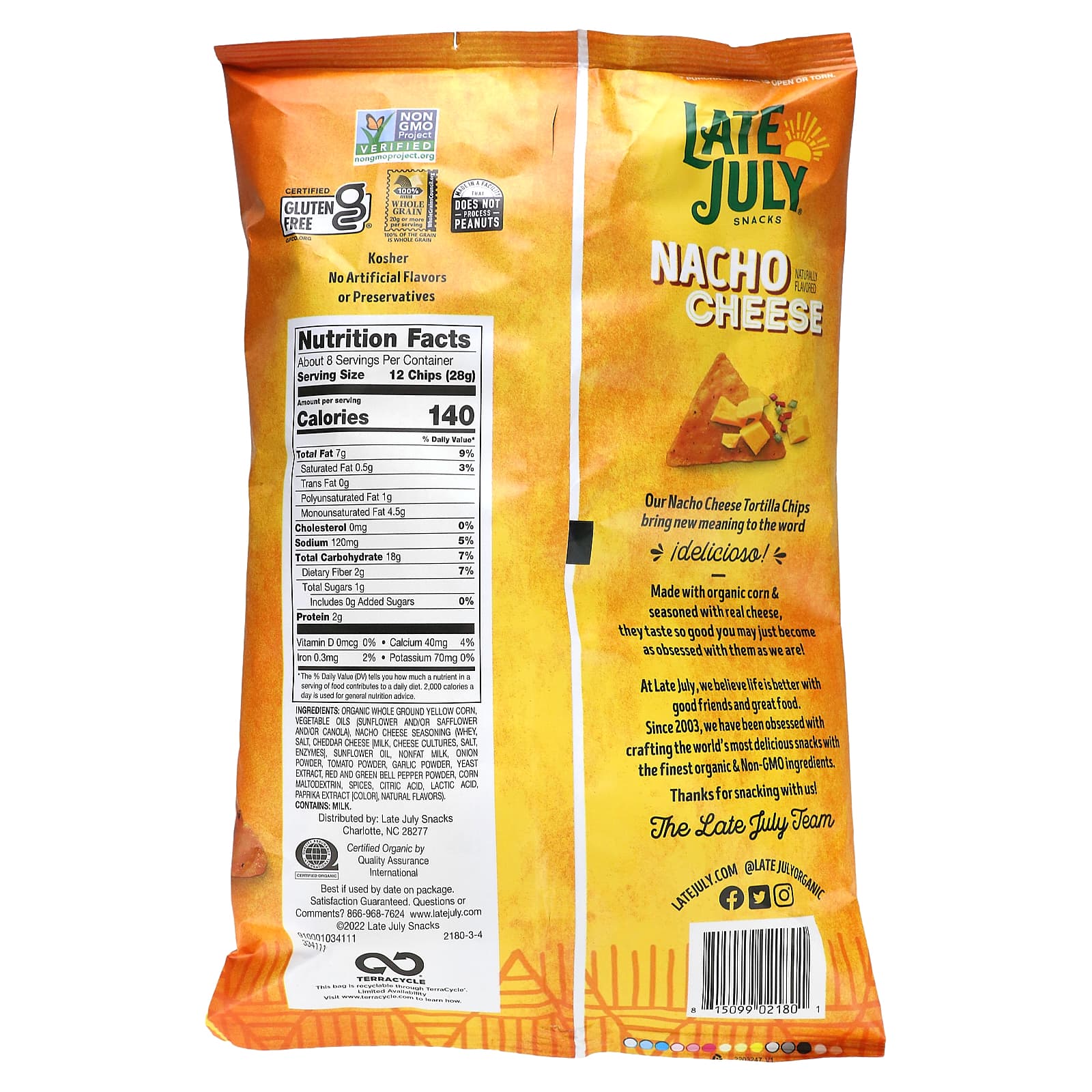 Late July, Tortilla Chips, Nacho Cheese, 7.8 oz (221 g) - Image 2