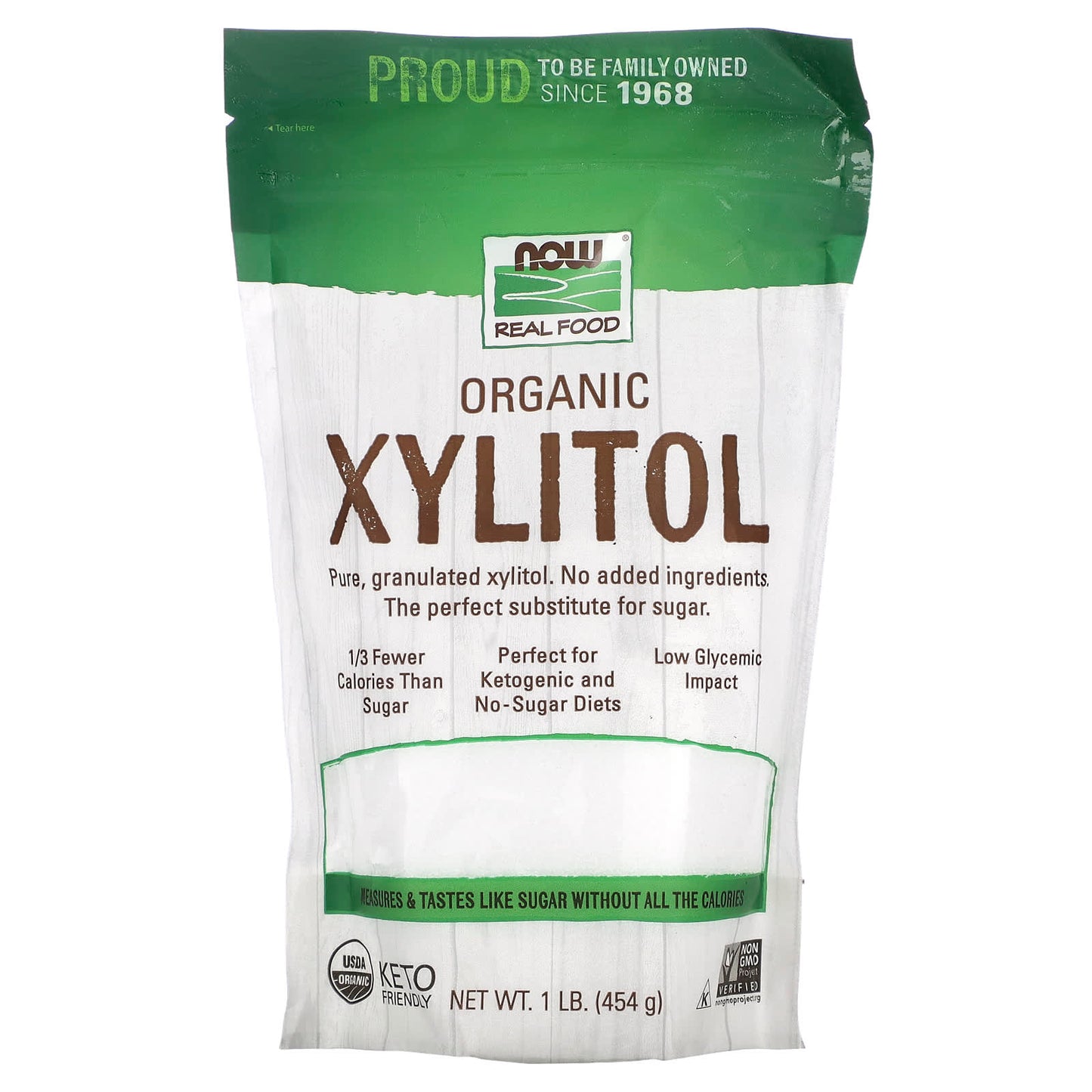 NOW Foods, Real Food, Organic Xylitol, 1 lb (454 g) - Image 1