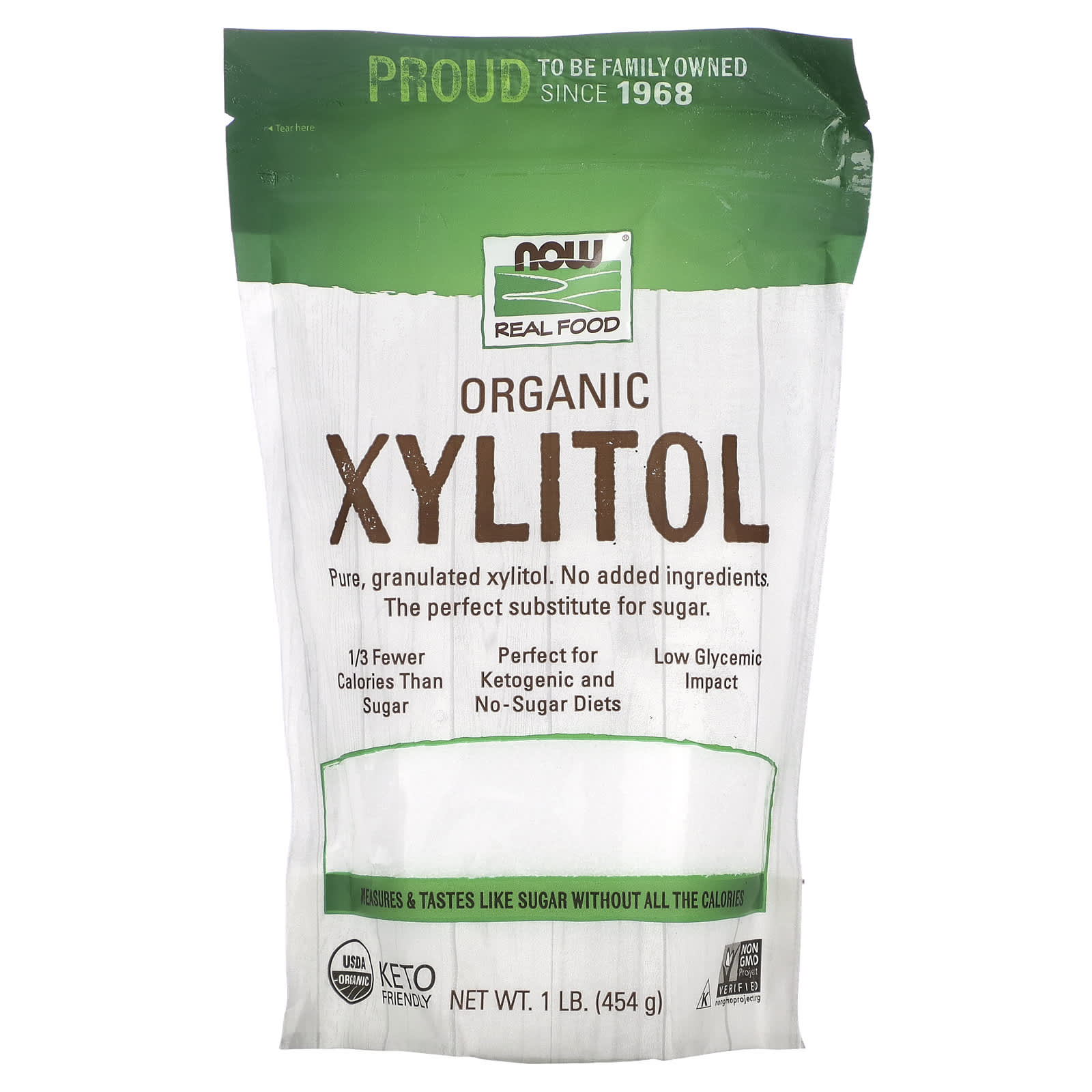 NOW Foods, Real Food, Organic Xylitol, 1 lb (454 g) - Image 1