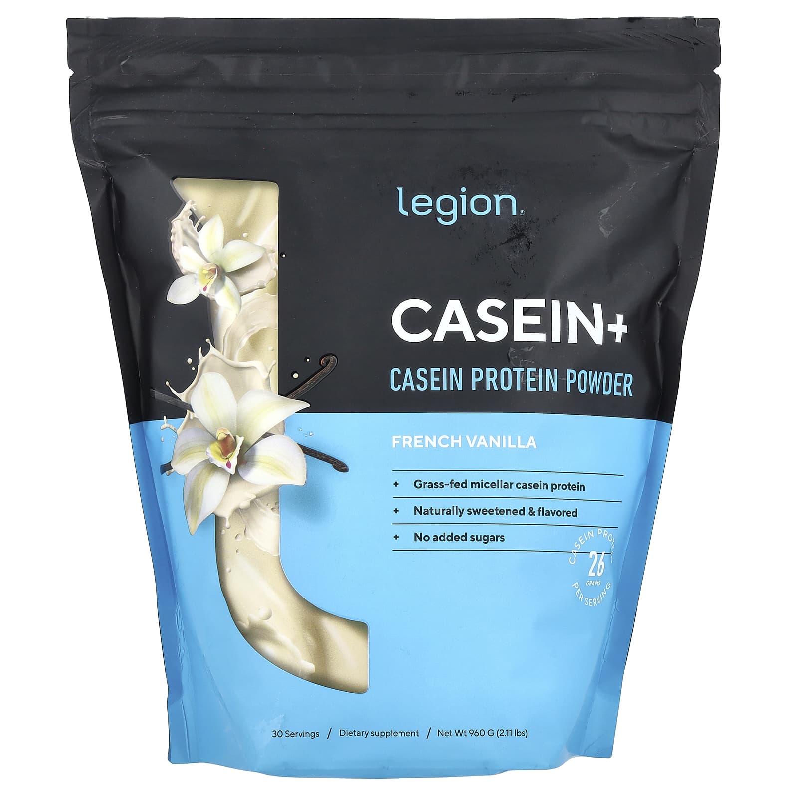 Legion Athletics, Casein+, Casein Protein Powder, French Vanilla, 2.11 lbs (960 g) - Image 1