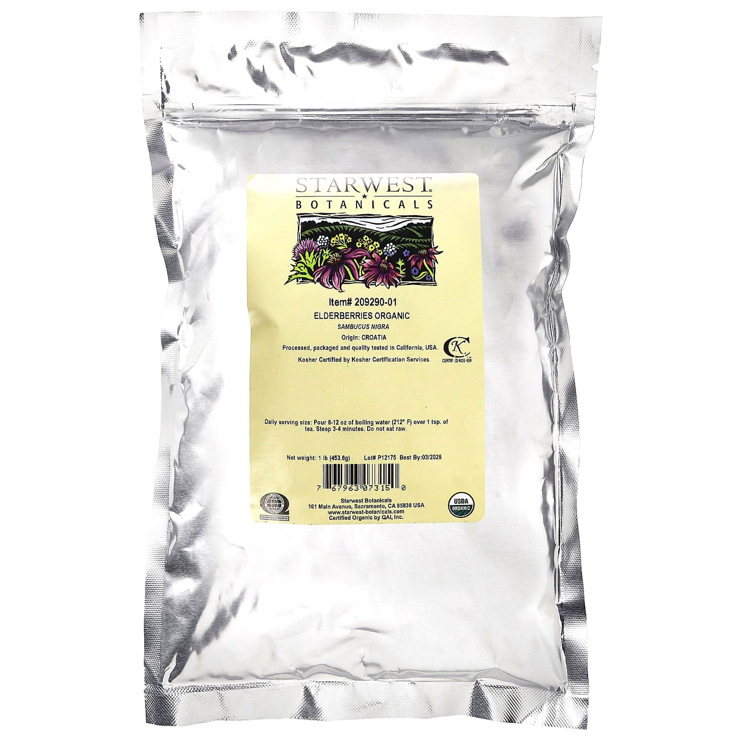 Starwest Botanicals, Organic Elderberries, 1 lb (453.6 g) - Image 2