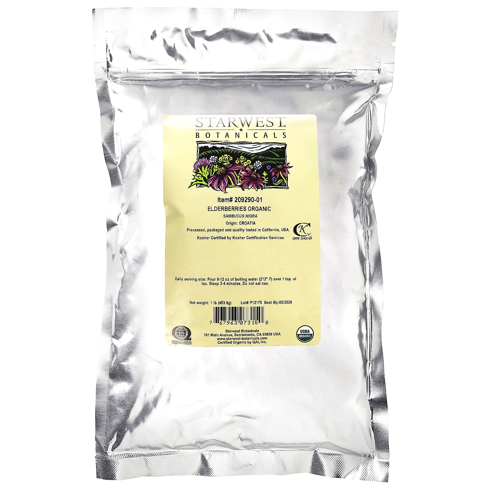 Starwest Botanicals, Organic Elderberries, 1 lb (453.6 g) - Image 2