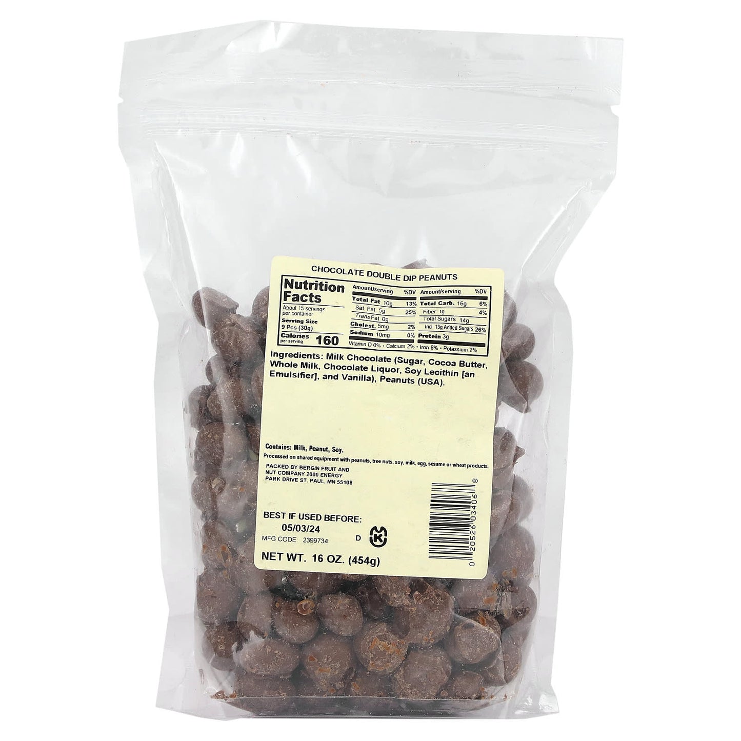 Delicious Chocolate Double Dip Peanuts by Bergin Fruit and Nut Company - 16 oz - Image 2