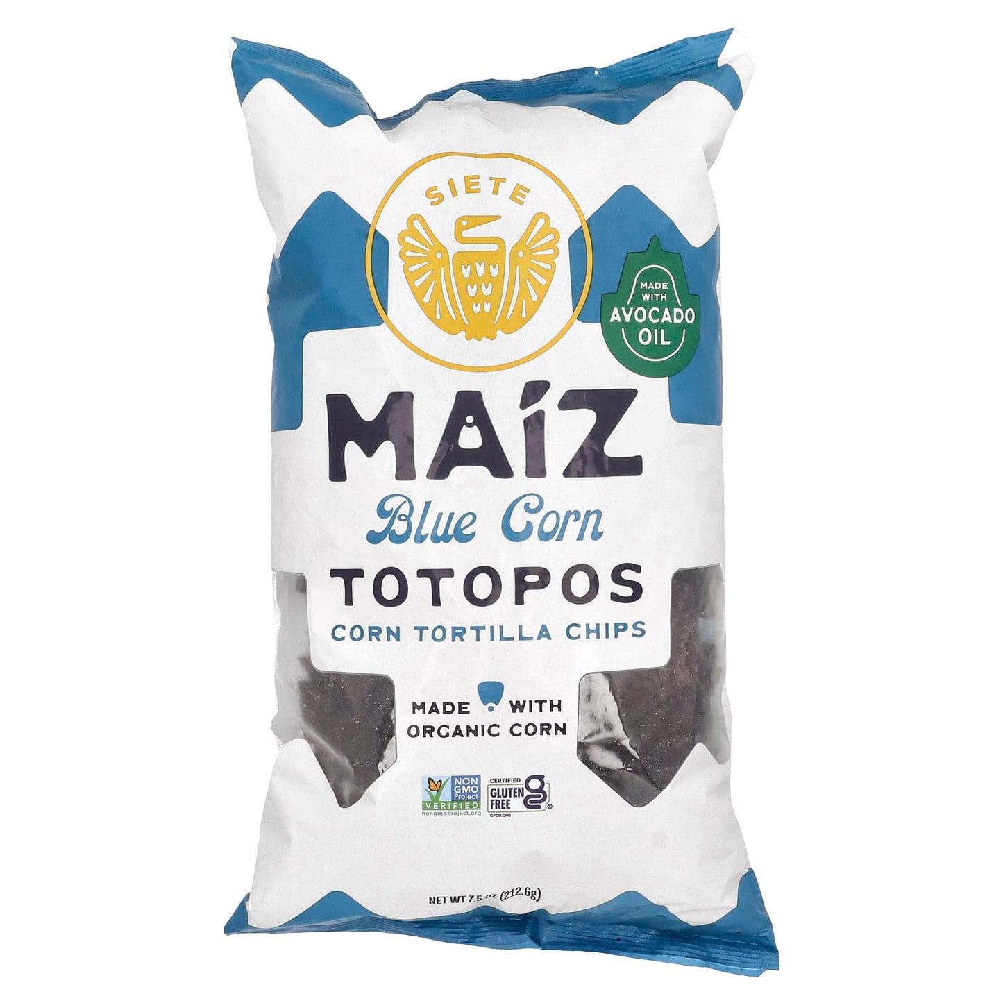 Siete, Maiz Totopos Corn Tortilla Chips, Blue Corn, 7.5 oz (212.6 g) - Image 1