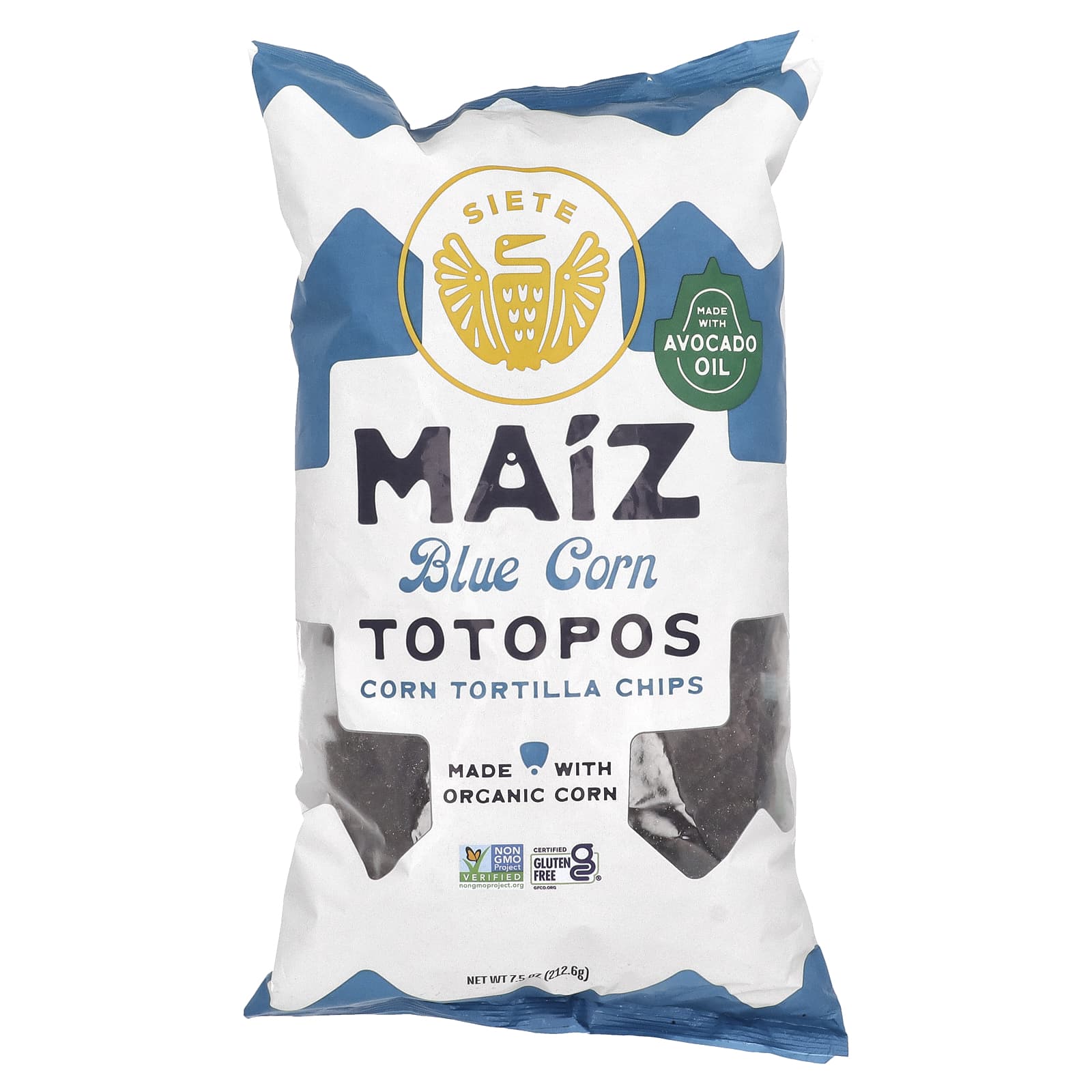 Siete, Maiz Totopos Corn Tortilla Chips, Blue Corn, 7.5 oz (212.6 g) - Image 1