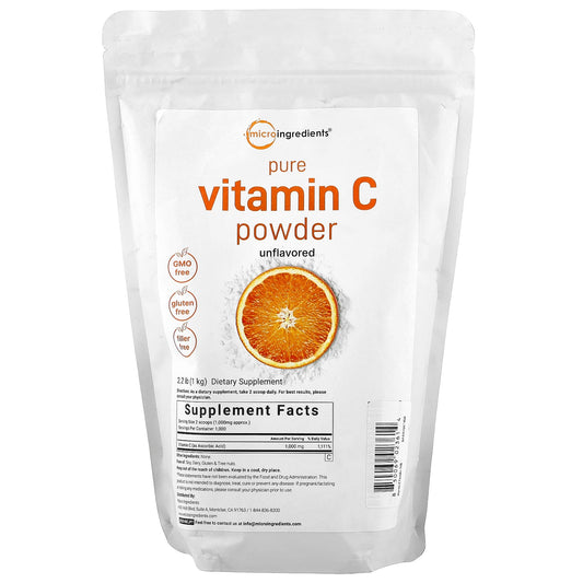 Micro Ingredients, Pure Vitamin C Powder, Unflavored , 2.2 lbs (1 kg) - Image 1