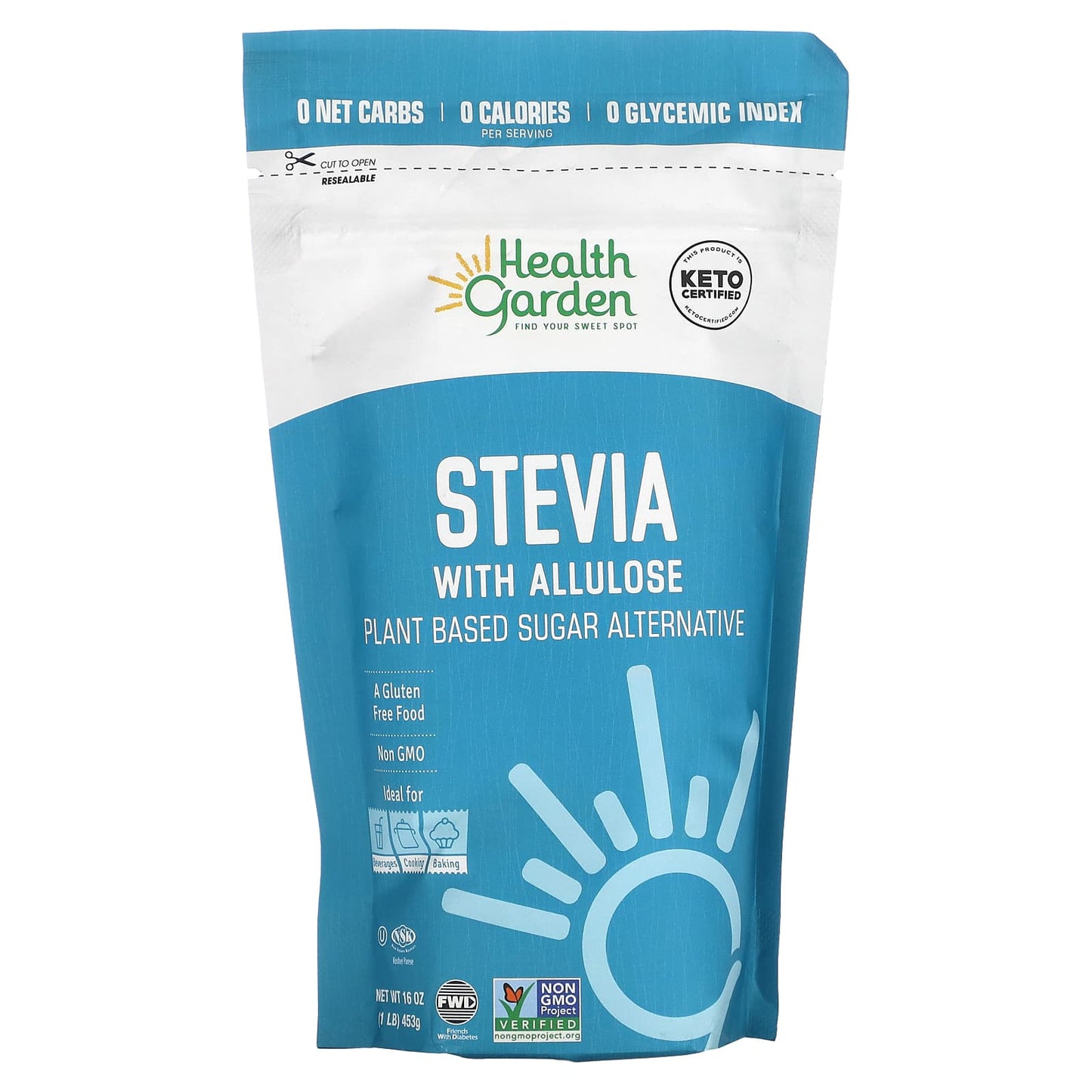 Keto Stevia with Allulose by Health Garden, 1 lb Sugar Substitute - Image 1