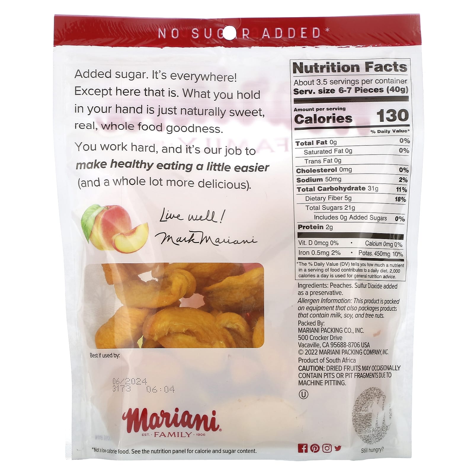 Mariani, Family, Peaches, 5 oz (142 g) - Image 2