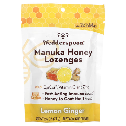 Wedderspoon, Manuka Honey Lozenges, Lemon Ginger, 2.6 oz (74 g) - Image 1
