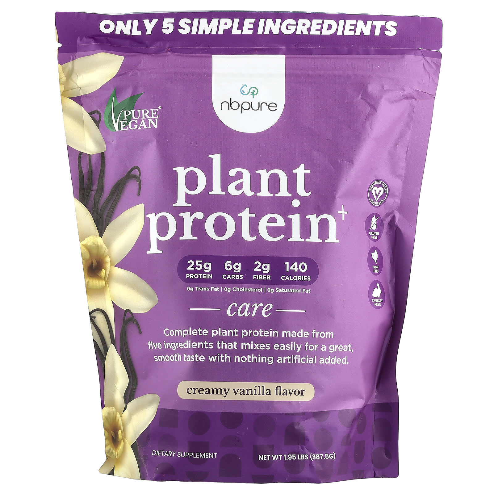 NB Pure, Plant Protein+, Creamy Vanilla, 1.95 lbs (887.5 g) - Image 1