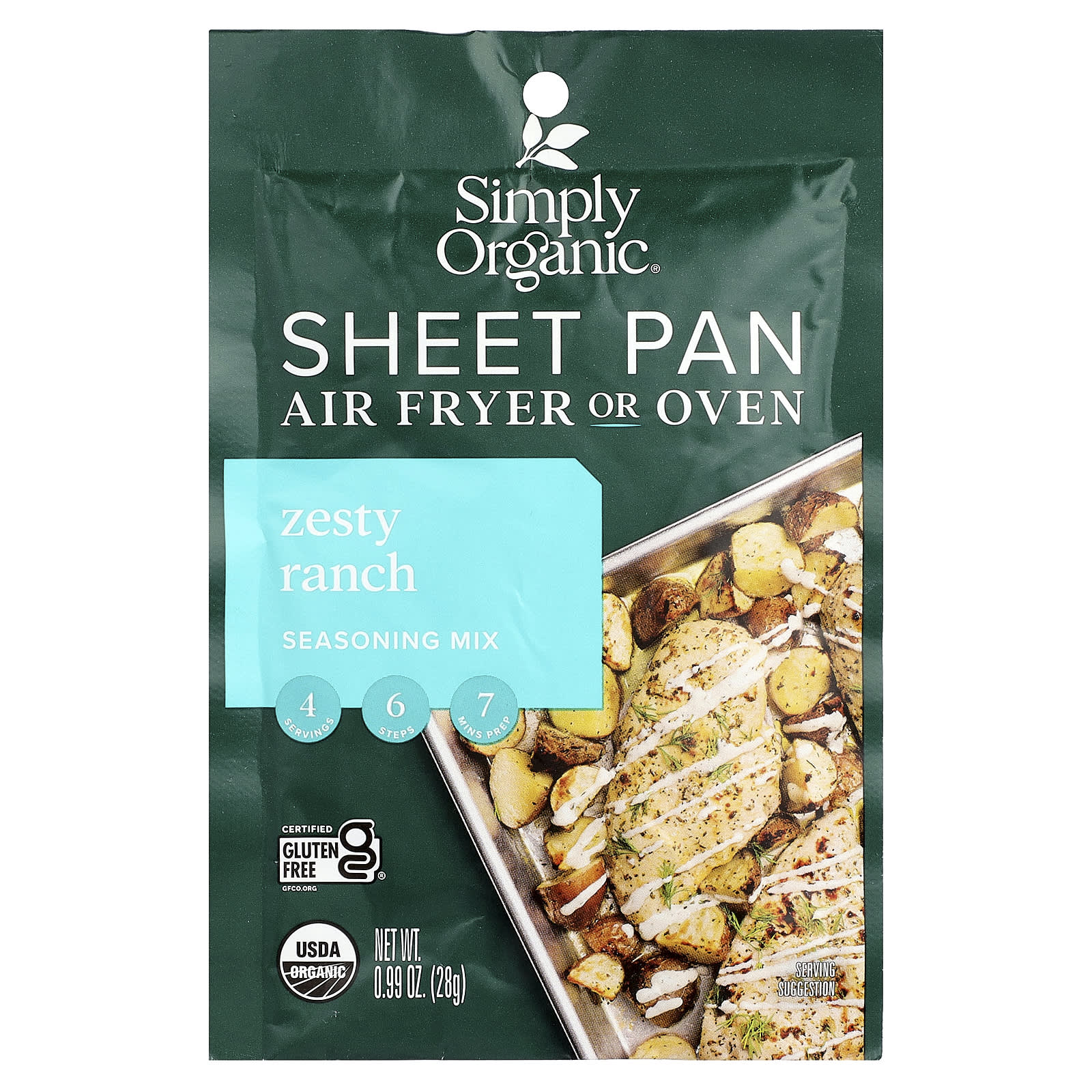 Simply Organic, Sheet Pan Seasoning Mix, Zesty Ranch, 0.99 oz (28 g) - Image 1