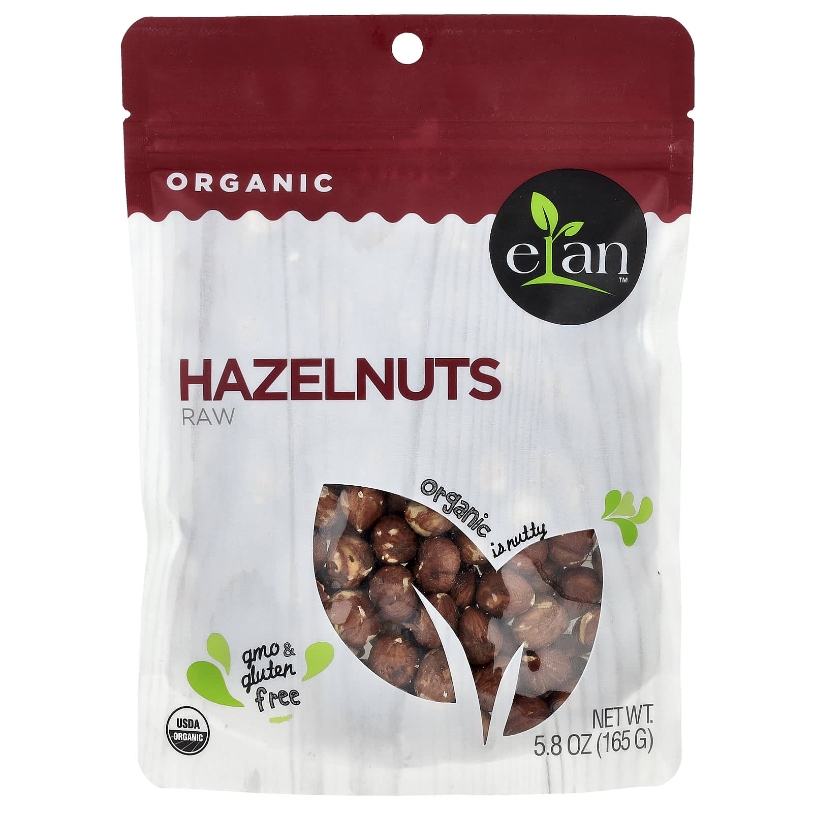 Raw Organic Hazelnuts by Elan - USDA Certified - 5.8 oz (165g) - Image 1
