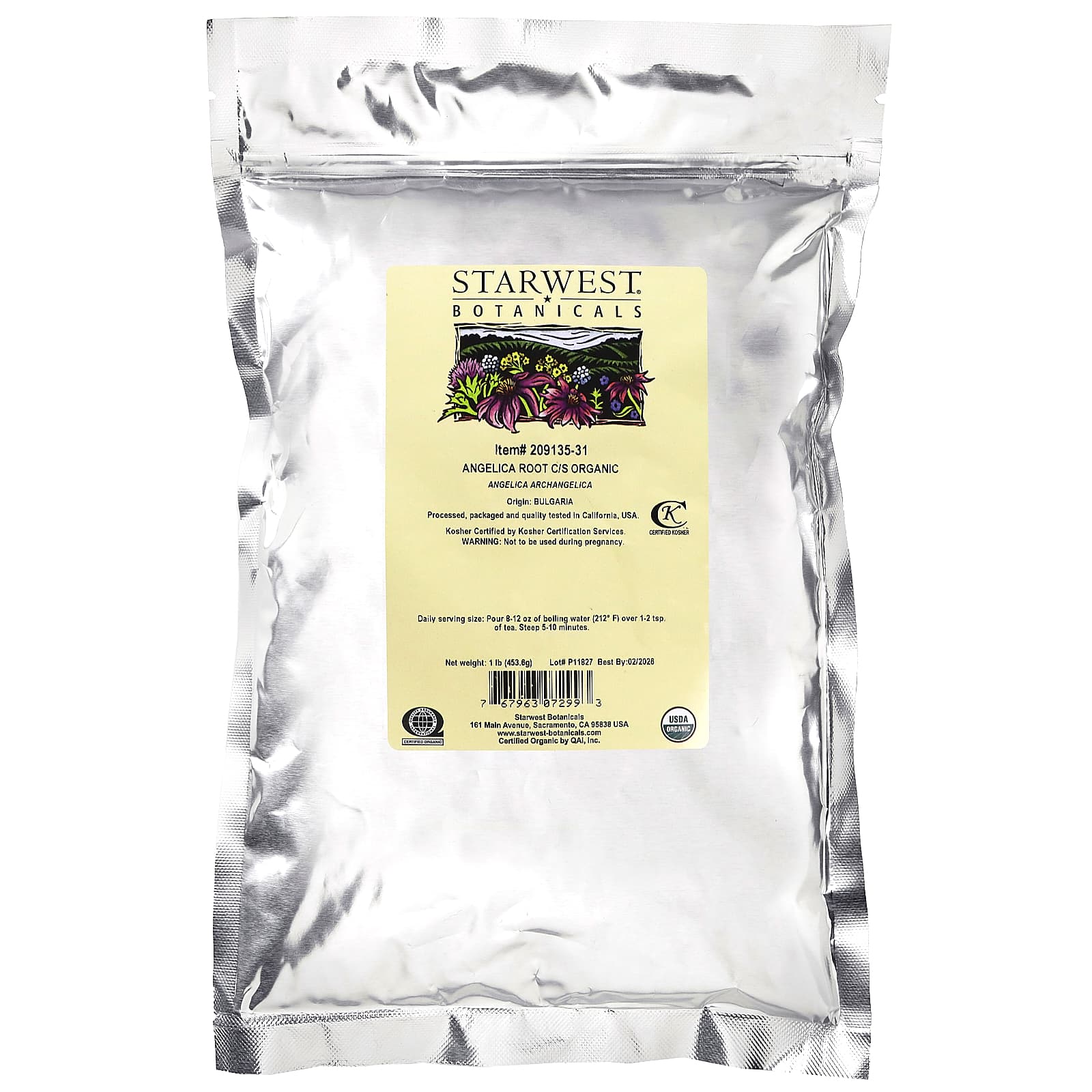 Starwest Botanicals, Organic Angelica Root C/S, 1 lb (453.6 g) - Image 2