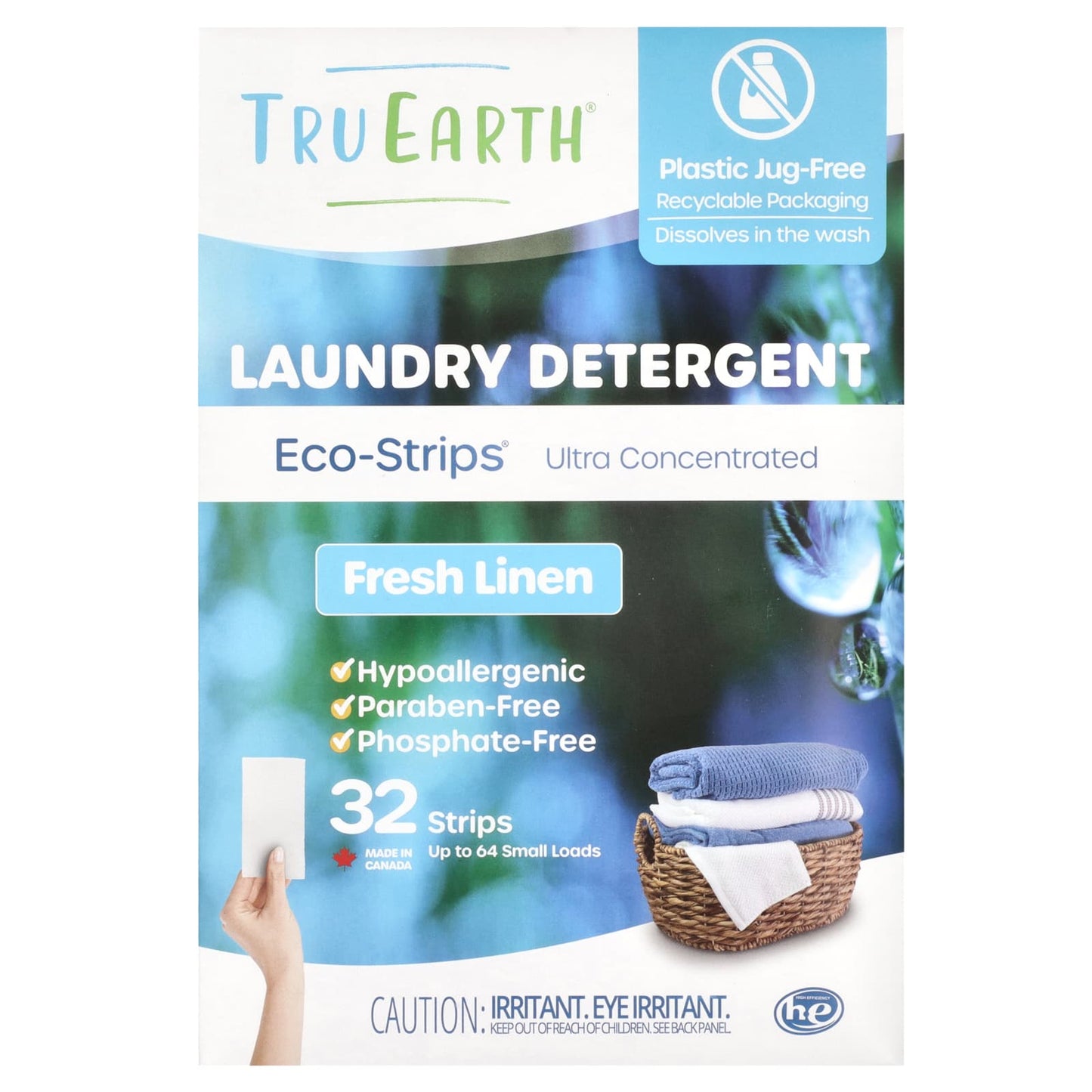 Tru Earth, Eco-Strips®, Laundry Detergent, Ultra Concentrated, Fresh Linen, 32 Strips - Image 1
