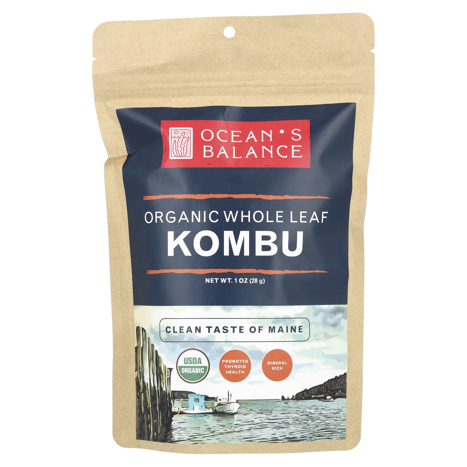 Ocean's Balance, Organic Whole Leaf Kombu , 1 oz (28 g) - Image 1