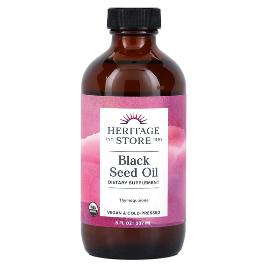 Heritage Store USDA Organic Black Seed Oil, 8 fl oz (237 ml) - Image 1