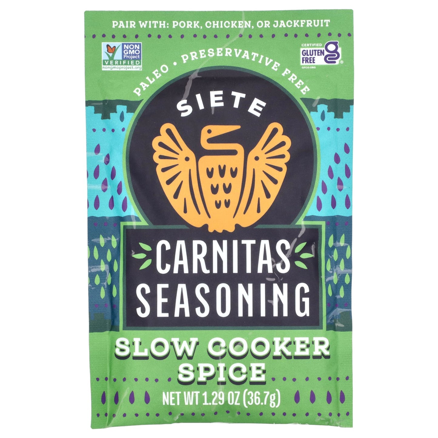 Siete, Carnitas Seasoning, Slow Cooker Spice, 1.29 oz (36.7 g) - Image 1