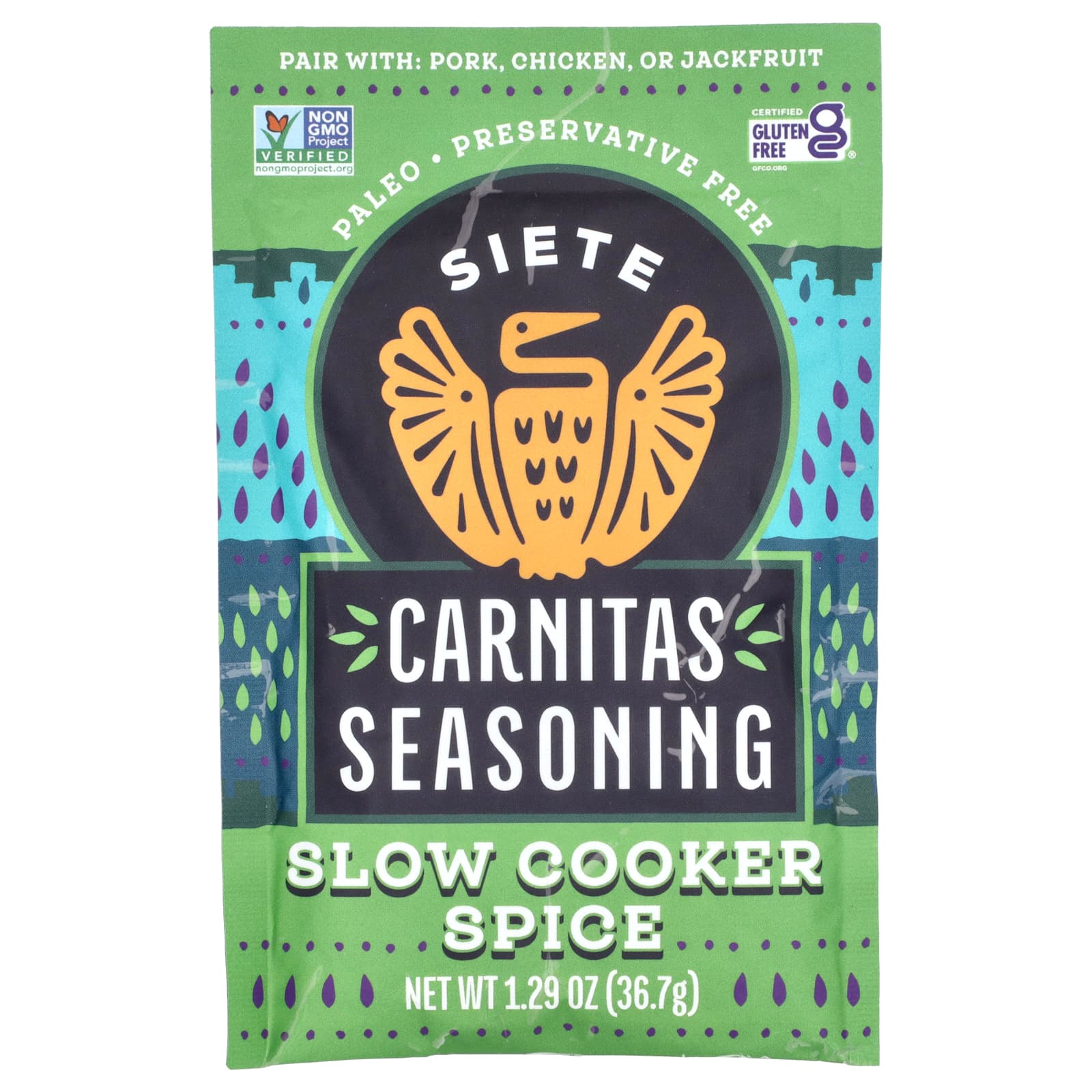 Siete, Carnitas Seasoning, Slow Cooker Spice, 1.29 oz (36.7 g) - Image 1