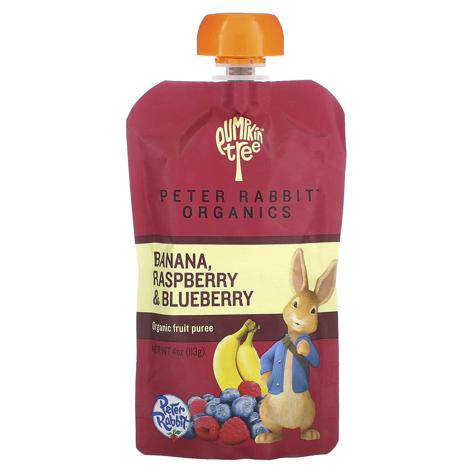 Pumpkin Tree Organics, Peter Rabbit Organics, Organic Fruit Puree, Banana, Raspberry & Blueberry, 4 oz (113 g) - Image 1