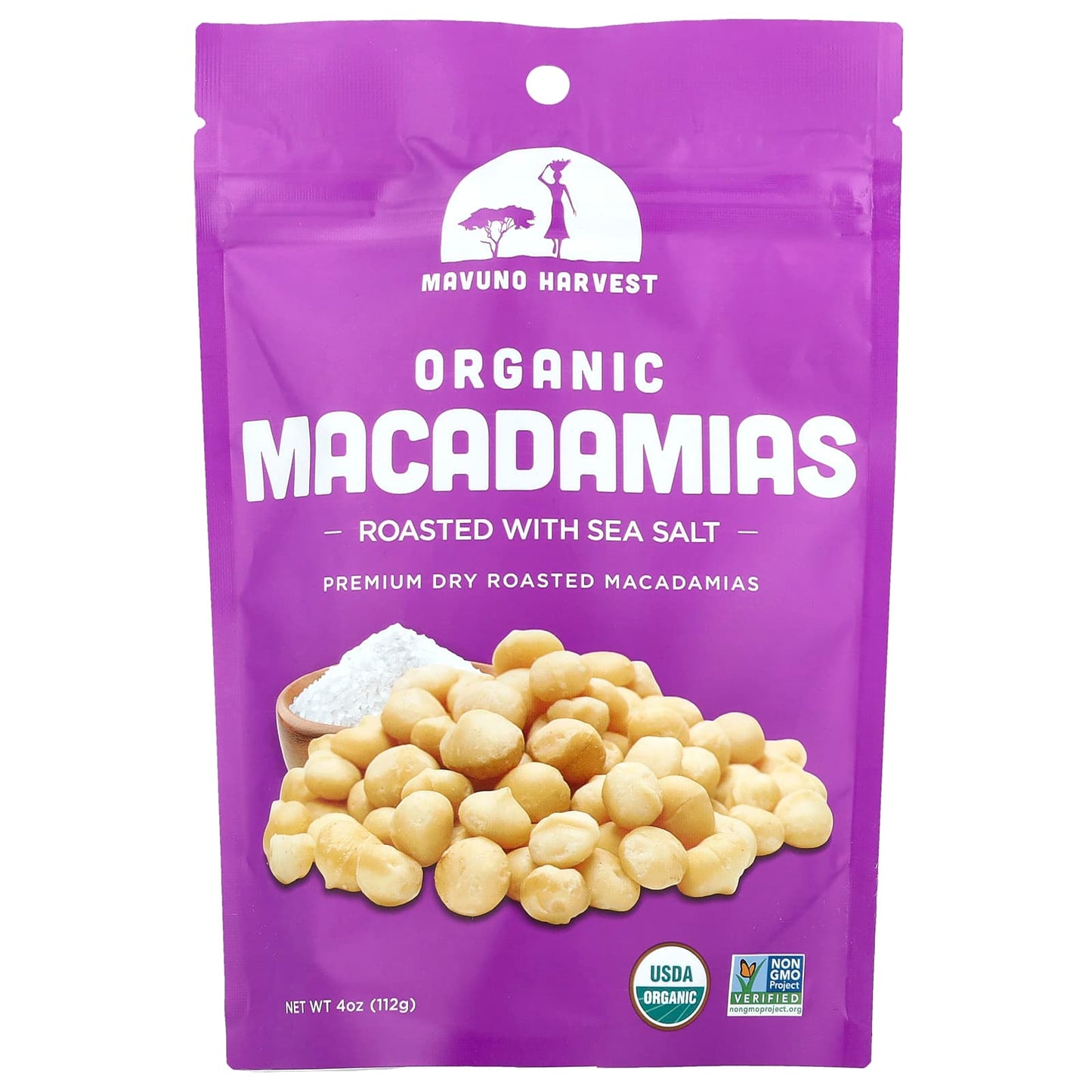 Mavuno Harvest, Organic Macadamias, Roasted With Sea Salt, 4 oz (112 g) - Image 1