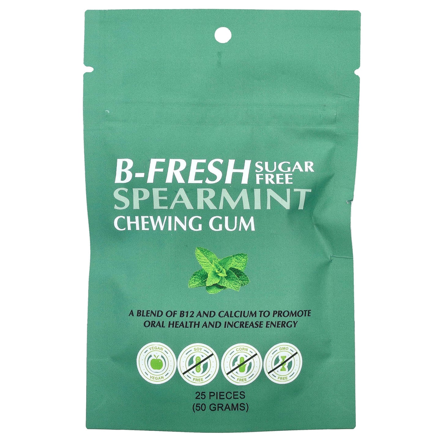 B-Fresh Sugar-Free Spearmint Gum - 50g (25 Pieces) - Image 1