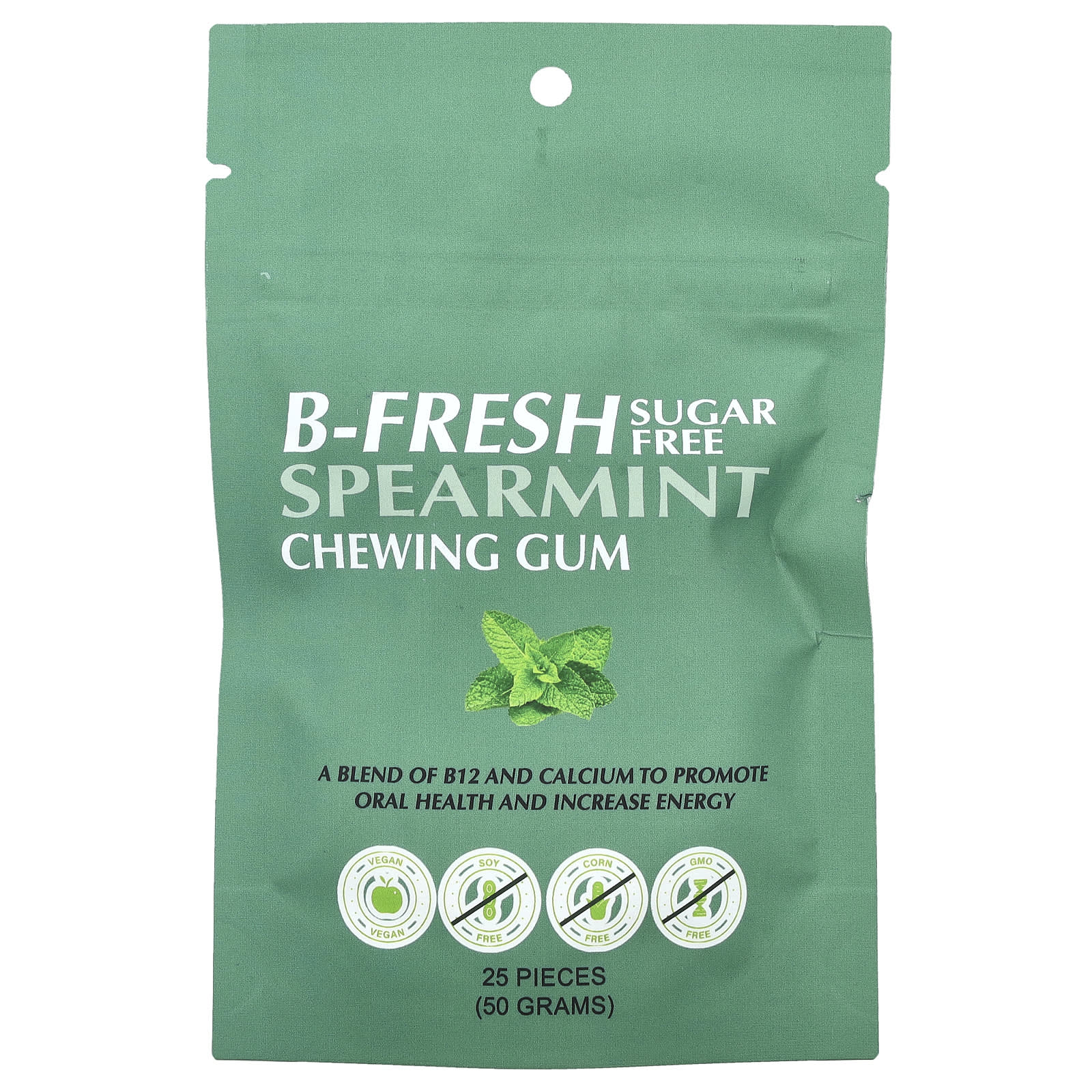 B-Fresh Sugar-Free Spearmint Gum - 50g (25 Pieces) - Image 1
