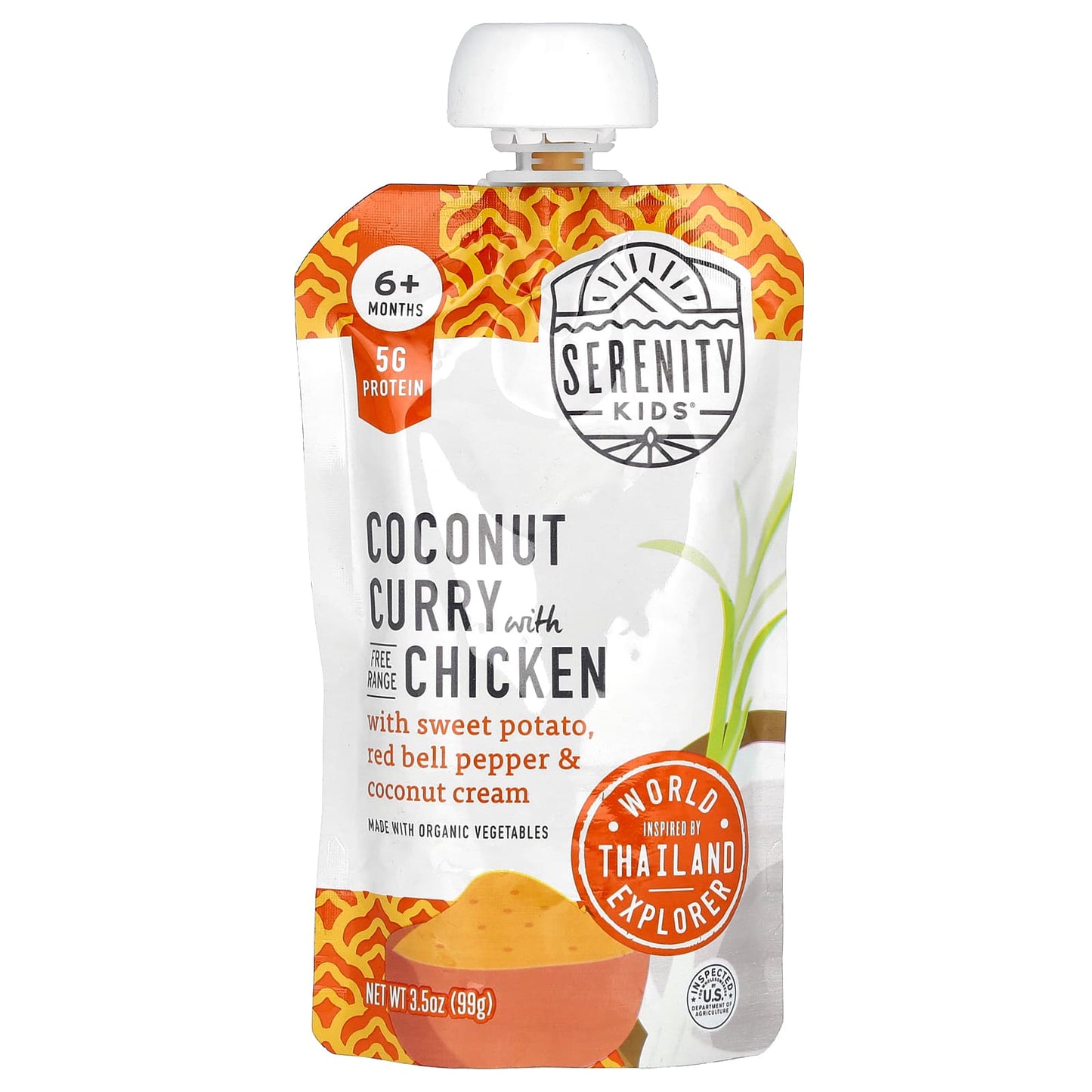 Serenity Kids, Coconut Curry with Chicken with Sweet Potato, Red Bell Pepper & Coconut Cream, 6+ Months, 3.5 oz (99 g) - Image 1