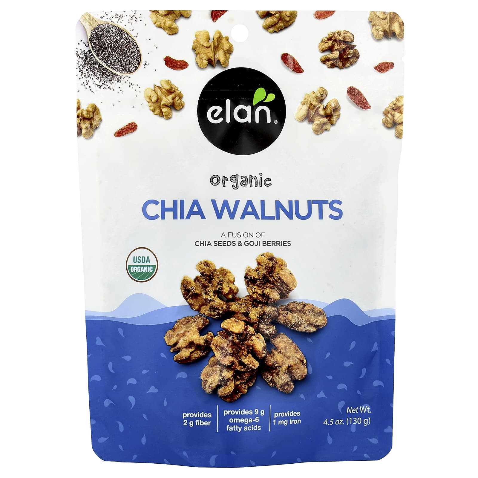 Nourish with Elan Organic Chia Walnuts, USDA Certified - Image 1