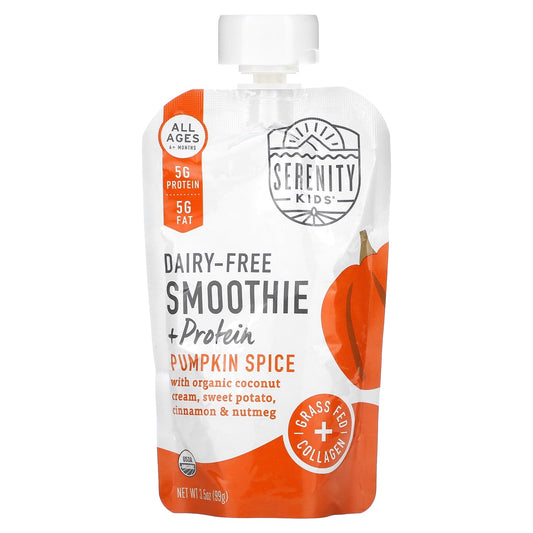 Serenity Kids, Dairy-Free Smoothie + Protein, All Ages 6+ Months, Pumpkin Spice, 3.5 oz (99 g) - Image 1