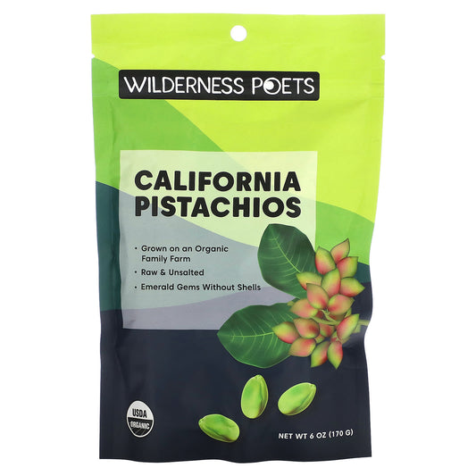 Wilderness Poets, Organic Organic California Pistachios, Unsalted, 6 oz (170 g) - Image 1