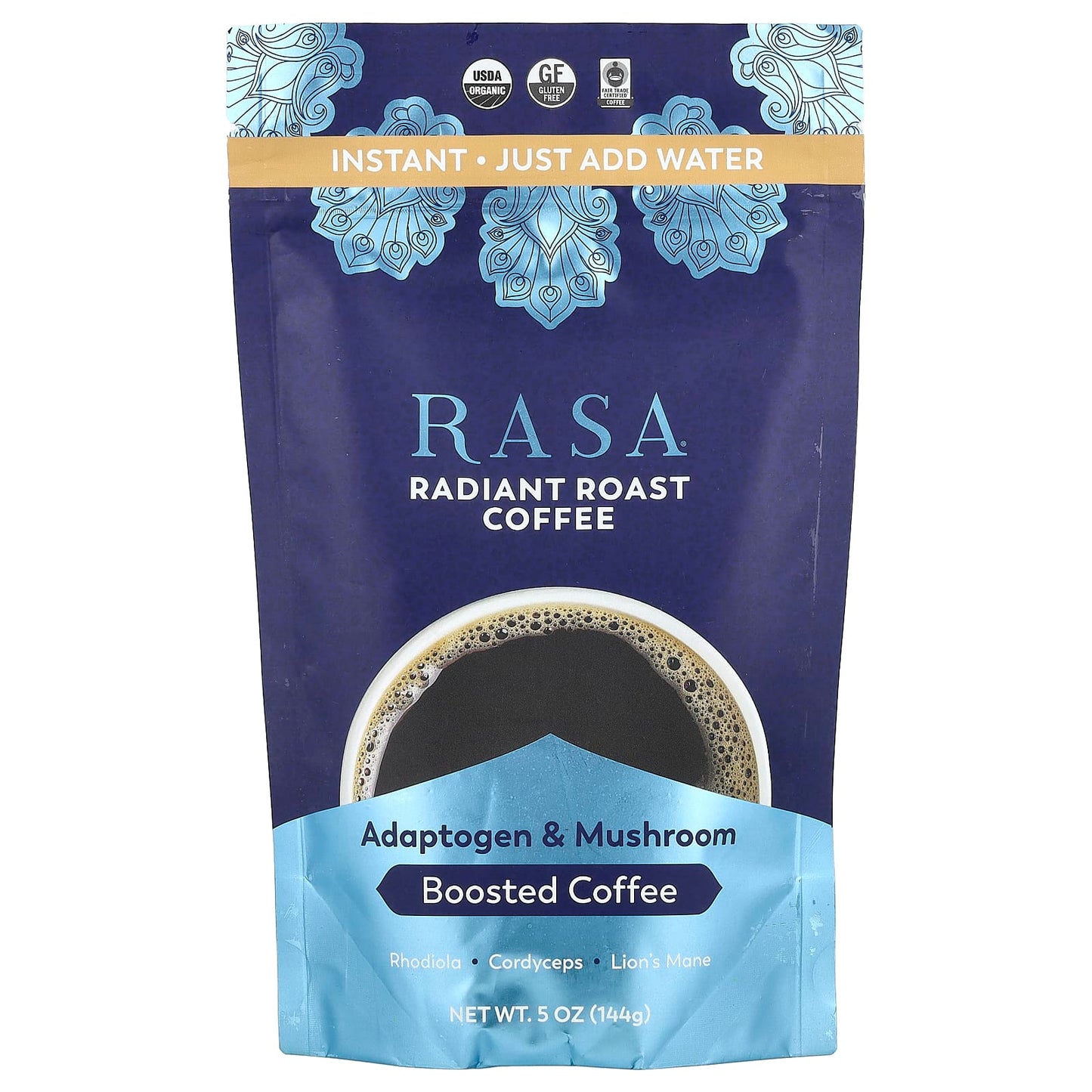 Rasa, Adaptogen & Mushroom Boosted Coffee, Instant, Radiant Roasted Coffee, 5 oz (144 g) - Image 1