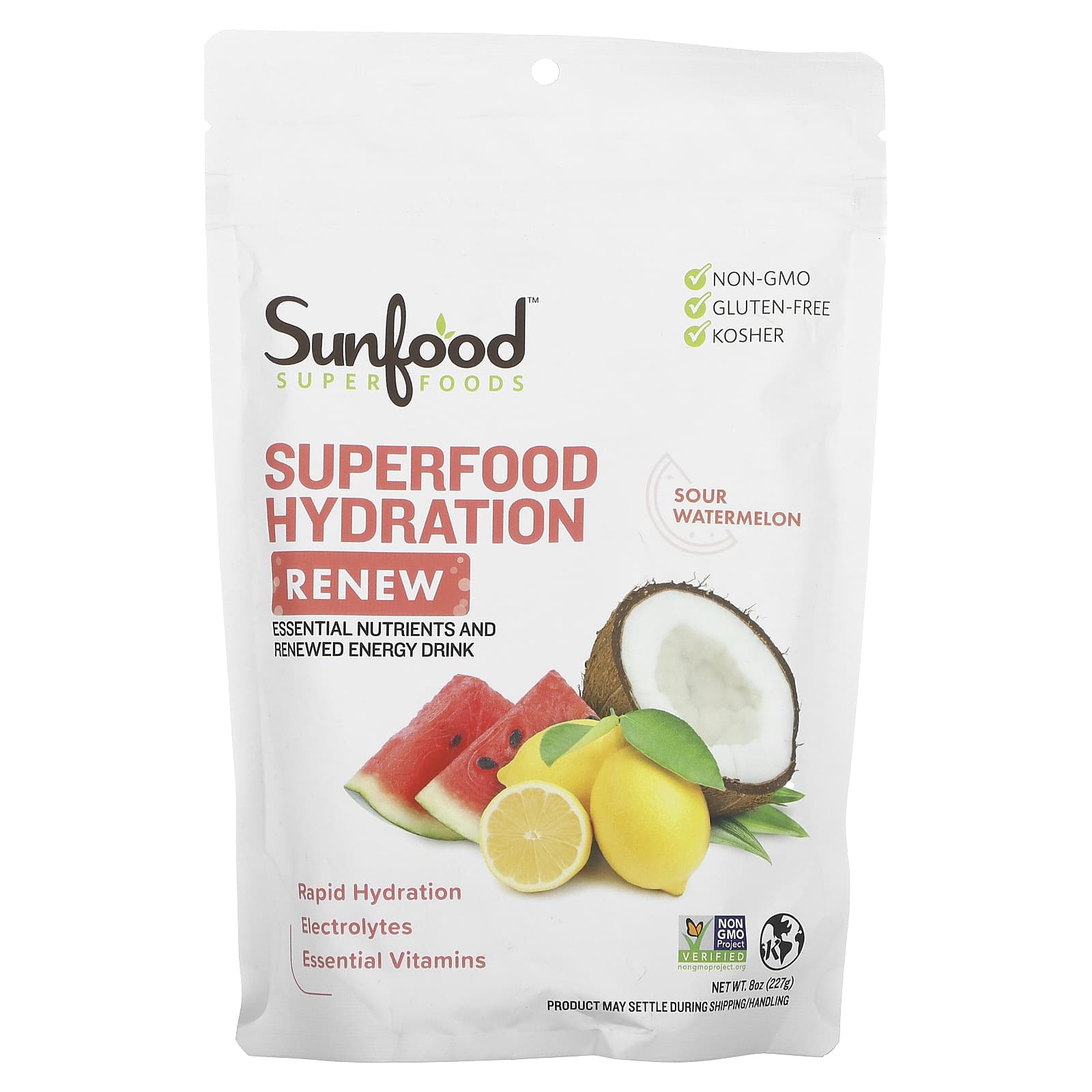 Sunfood, Superfood Hydration Renew, Sour Watermelon, 8 oz (227 g) - Image 1