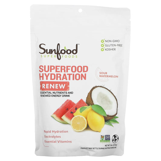 Sunfood, Superfood Hydration Renew, Sour Watermelon, 8 oz (227 g) - Image 1