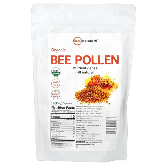 Micro Ingredients, Organic Bee Pollen, 1 lb (454 g) - Image 1