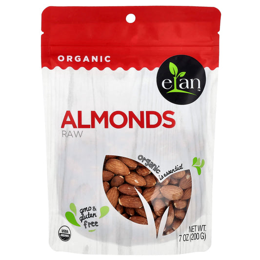 Raw Organic Almonds by Elan, 7 oz - USDA Certified & Kosher - Image 1