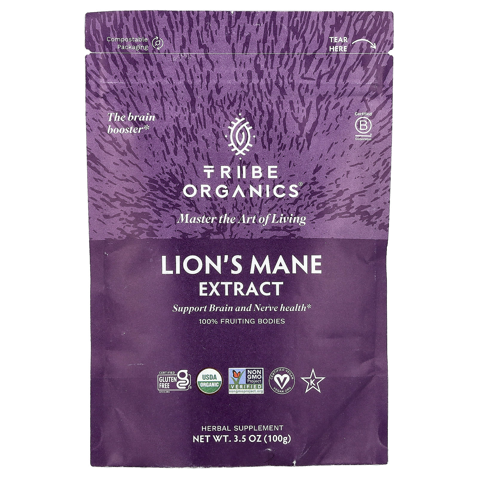 Tribe Organics, Lion's Mane Extract, 3.5 oz (100 g) - Image 1