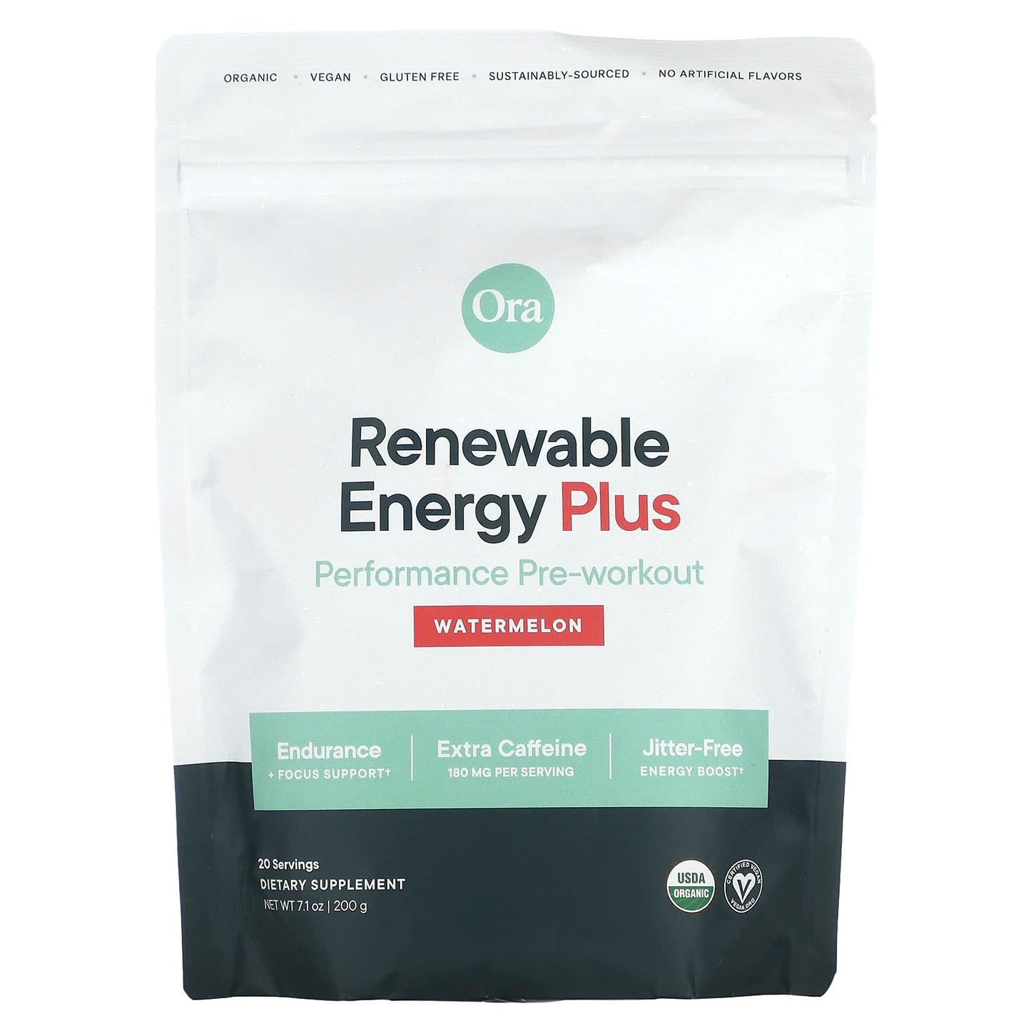 Ora, Renewable Energy Plus, Performance Pre-Workout, Watermelon, 7.1 oz (200 g) - Image 1