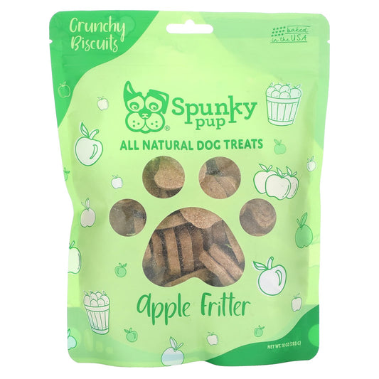 Spunky Pup, All Natural Dog Treats, Crunchy Biscuits, Apple Fritter , 10 oz (283 g) - Image 1
