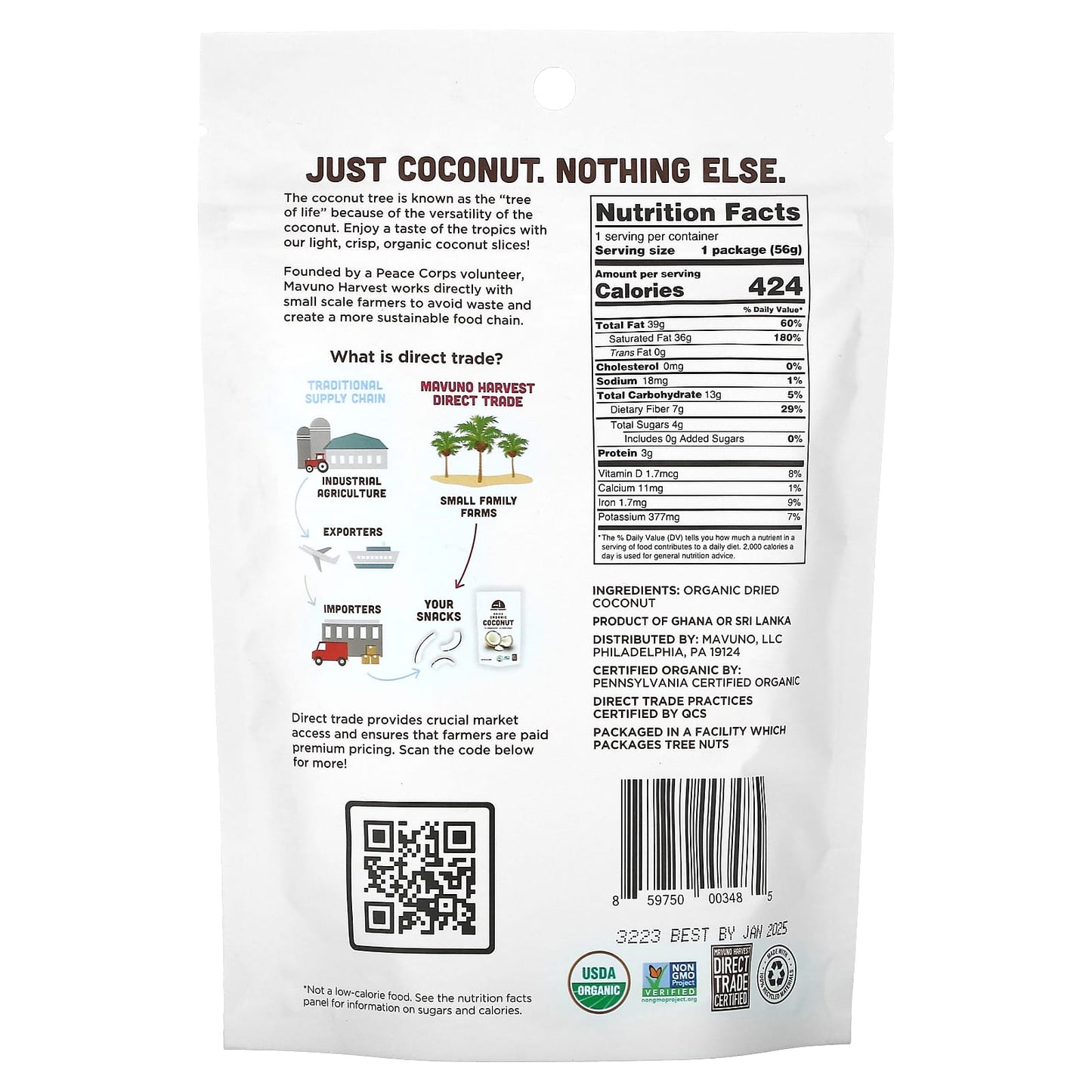 Mavuno Harvest, Organic Dried Coconut, 2 oz (56 g) - Image 2