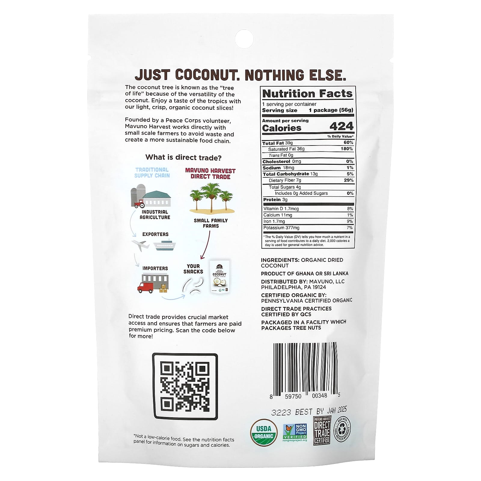 Mavuno Harvest, Organic Dried Coconut, 2 oz (56 g) - Image 2