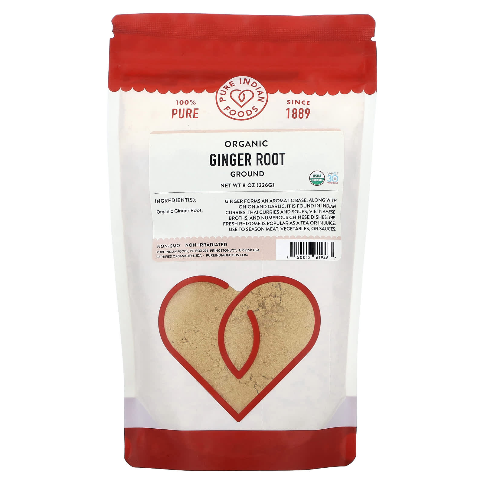 Pure Indian Foods, Organic Ginger Root, Ground, 8 oz (226 g) - Image 1