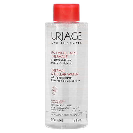 Uriage, Thermal Micellar Water with Apricot Extract, Sensitive Skin, 17 fl oz (500 ml) - Image 1