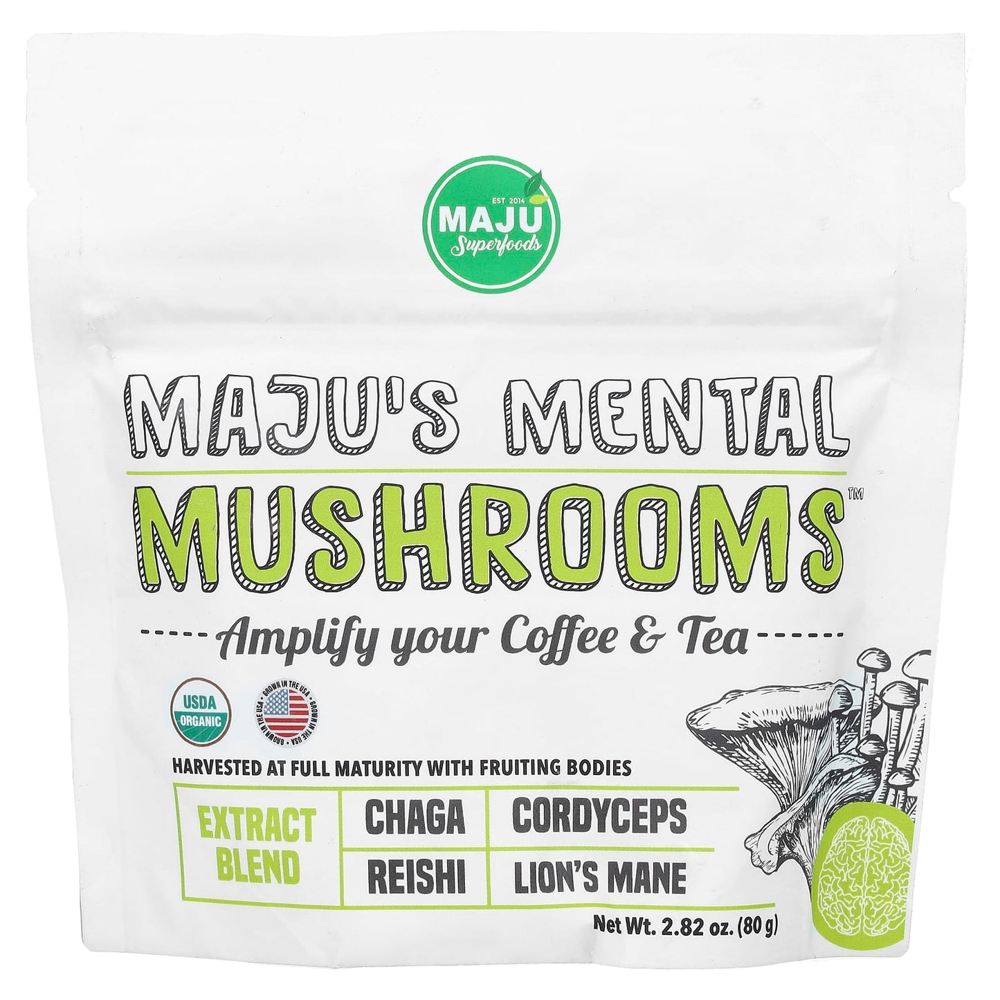 Maju Superfoods, Maju's Mental Mushrooms™, 2.82 oz (80 g) - Image 1