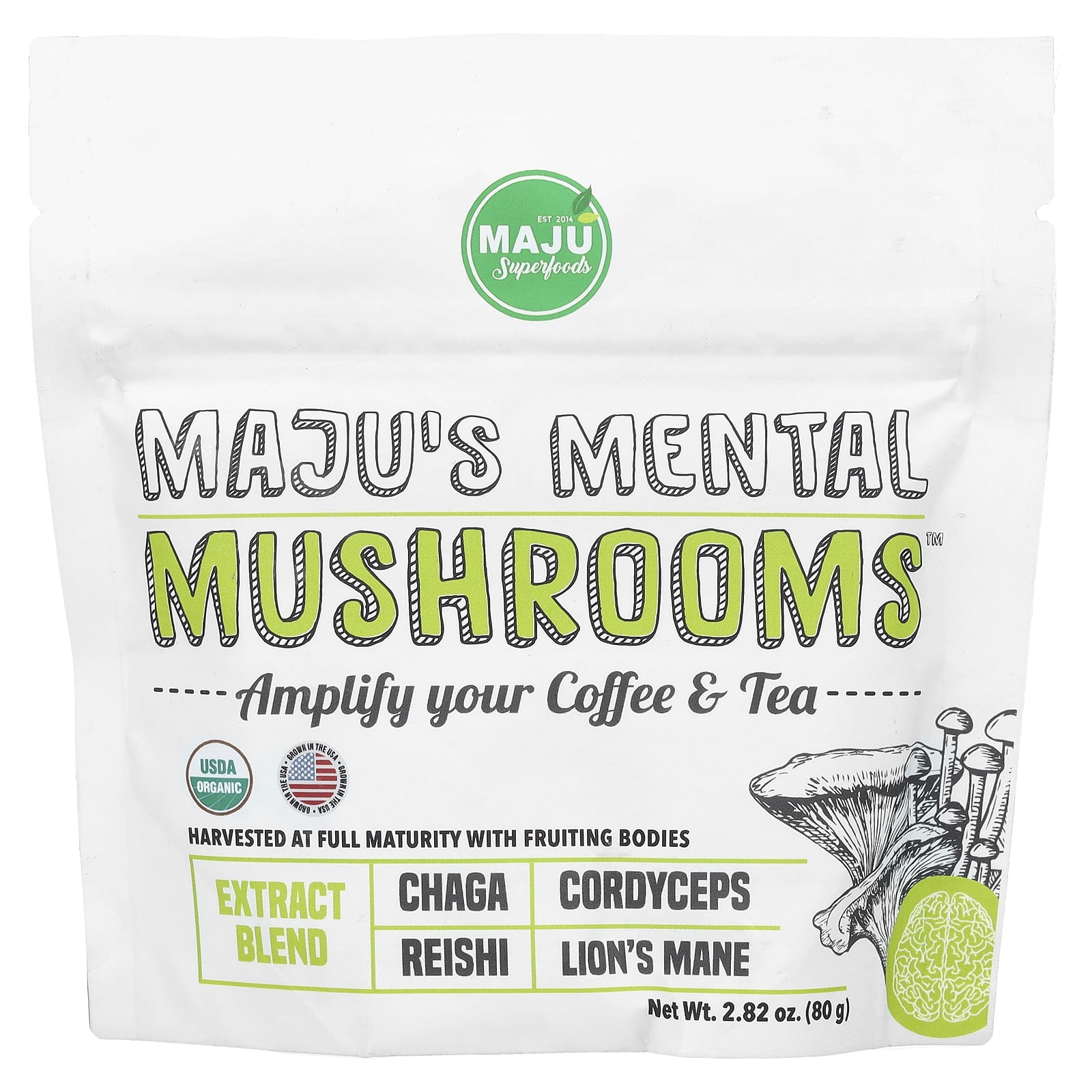 Maju Superfoods, Maju's Mental Mushrooms™, 2.82 oz (80 g) - Image 1