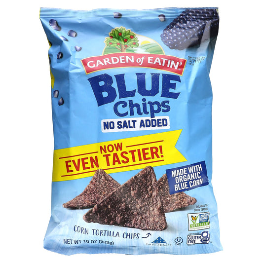 Delicious No Salt Added Blue Corn Tortilla Chips by Garden of Eatin', 10 oz - Image 1