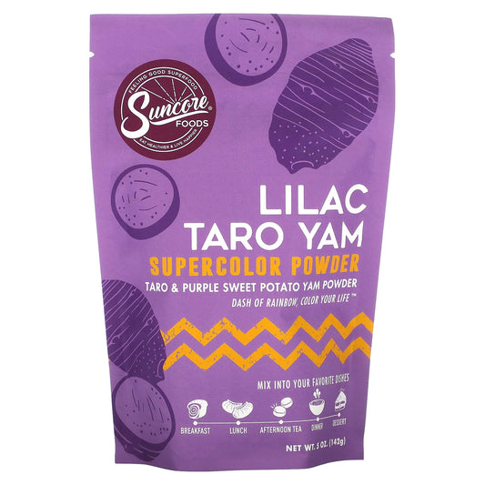 Suncore Foods, Lilac Taro Yam Supercolor Powder, Taro & Purple Sweet Potato Yam, 5 oz (142 g) - Image 1